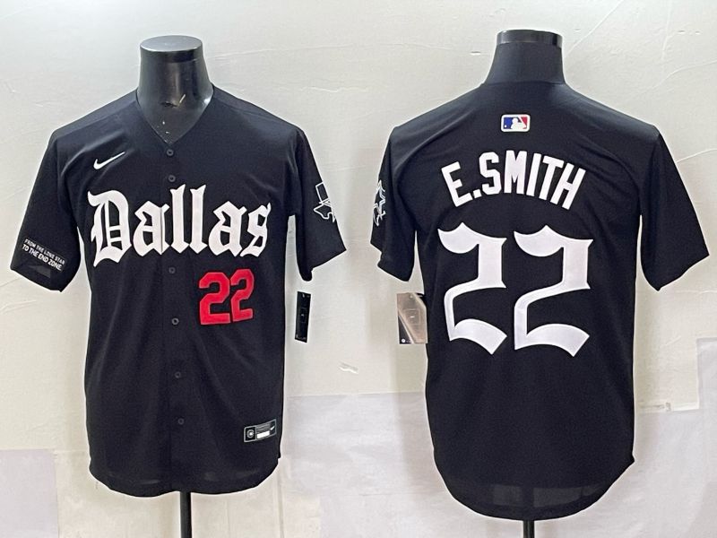 Men 2025 Nike Dallas Cowboys #22 E.Smith Black 5th generation Joint Name Limited NFL Jersey 03